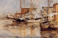 Barcos de ostras Paisaje marino impresionista de North River John Henry Twachtman